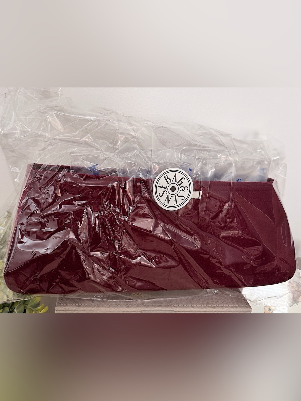 Prada Large Aimee Felt Bag Insert Saver Shaper Organizer Burgundy Dark Red 1.2mm